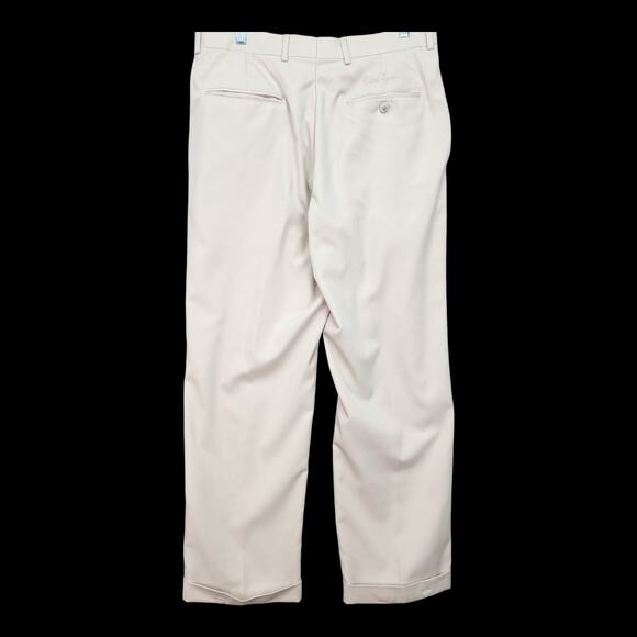 Walter Hagen Men 34x28 Beige Khaki Flat Front Cuffed Dress Pants Trousers Career - Picture 3 of 15
